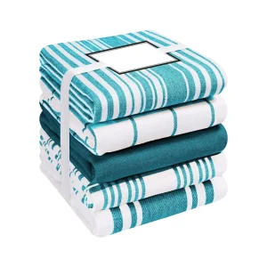 Eco Friendly Antimicrobial Striped Cotton Dish Cleaning Cloth Soft Absorbent Quick Dry Kitchen Towels