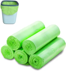 Eco-Friendly BPI-Certified Compostable Garbage Bags Hot Stamping PLA PBAT Cornstarch Material 13 Gallon Drawstring