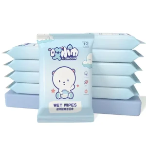 Eco Friendly Baby Grade Non Woven Disinfecting Wet Wipes Alcohol Free Multi Purpose Cleansing Wipes 10 Piece Pack Disposable