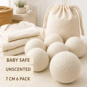 Eco Friendly Baby Safe Unscented Hypoallergenic Laundry Helper 7cm 6 Pack With Cotton Bag for Home Wool Dryer Balls