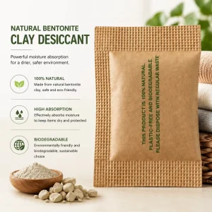 Eco Friendly Bentonite Desiccant Packets Natural Mineral Drying Agent for Shoes Leather Electronics Packaging