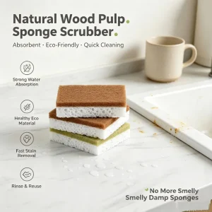 Eco Friendly Biodegradable Natural Sisal Coconut Pulp Cotton Cellulose Heavy Duty Kitchen Use Rectangle Sponge Scouring Pad