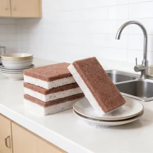 Eco-Friendly Biodegradable Sisal Kitchen Dishwashing Sponge OEM Cellulose Scouring Pad High Water Absorption Compressed