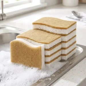 Eco-Friendly Coconut Fiber Wood Non-Scratch Square Cellulose Kitchen Scouring Pads