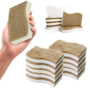 Eco Friendly Coconut Scouring Pads Natural Cellulose Sponge High Absorbent Non Scratch Kitchen Dish Cleaning Scrubber