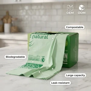 Eco-Friendly Cornstarch Customized Printed Biodegradable Compostable Plastic Trash Bags on Roll