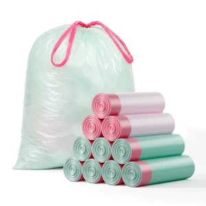 Eco Friendly Custom Liners Recycled PE Material Trash Bag 13 Gallon Colored Plastic Drawstring Garbage Bag