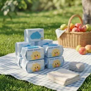 Eco-Friendly Custom Material Custom Size Spunlace Baby Wet Wipes 80 Pcs for On-the-Go Travel Stroller Trips