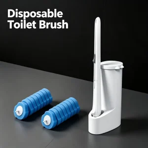 Eco-Friendly Disposable Toilet Cleaning Wand with 16 Refills and Wall-Mounted Holder