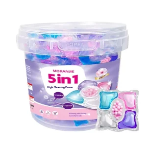 Eco Friendly Five in One Cherry Blossom Laundry Pods Beads Lasting Fragrance Home Pack 5 Cavity Concentrated Enzyme Gel