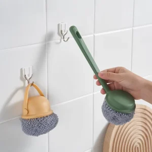 Eco-Friendly Kitchen Cleaning Brush with Long Handle, Handheld Design, and Soft PP Bristles