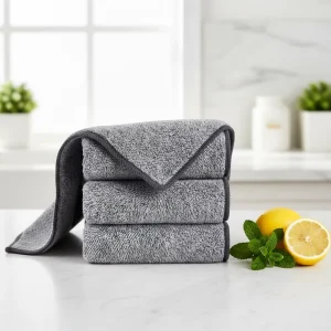 Eco-Friendly Kitchen Towels Thickened Woven Microfiber Dish Cloths Oil Resistant Non-Scratch Washable Durable