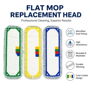 Eco Friendly Microfiber Cleaning Flat Mop Head Custom Colorful High Absorbency Durable Microfiber Dust Mop Head with Pocket