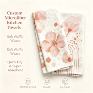 Eco Friendly Microfiber Kitchen Towel Low MOQ 100 Pcs Quick Dry Custom Printed Waffle Custom Sizes