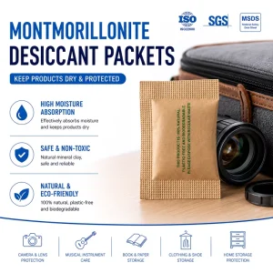 Eco Friendly Natural Clay Montmorillonite Desiccant Bags for Industrial Equipment and Export Cargo Protection