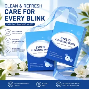 Eco-Friendly Non-Woven Alcohol-Free Scented Hypoallergenic Eyelid Cleansing Wipes for Eye Care