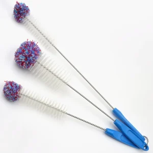 Eco-Friendly Nylon & Cotton Tip Bottle Cleaning Brush Set with Plastic Stainless Steel Handle for Cups Glass Teacups