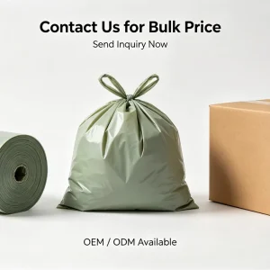 Eco-Friendly PE Shrink Bags on Rolls Leak-Proof Trash Can Liners for Kitchen Office and Commercial Waste