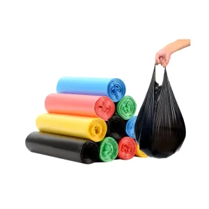 Eco Friendly PE Trash Rubbish Bags Hand Pouch Vest 100l Heavy Duty Big Black Color Plastic Garbage Bag in Roll for Household