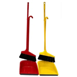 Eco Friendly PP Broom with Long Wooden Handle and Flagged Soft Bristle Household Dustpan