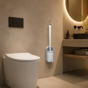 Eco Friendly PP Toilet Brush Set Replaceable Brush Head Drawer Storage Wall Hanging Holder Quick Dry Drip Tray for Bathroom
