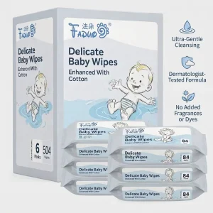 Eco-Friendly Packaging Customized Soft Delicate White Cotton 17.5*18.8 cm 50gsm Skin Care Baby Wet Wipes