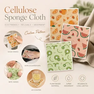Eco Friendly Plant Based Reusable Absorbent Custom Printed Cleaning Rag Multi Purpose Swedish Dishcloth Cellulose Sponge Cloth