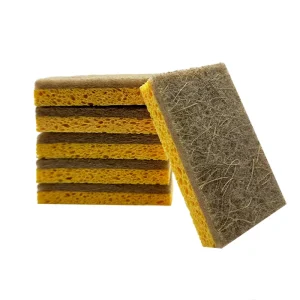 Eco-Friendly Reusable Coconut Cellulose Scrubber with Walnut Scouring Pad for Kitchen Cleaning