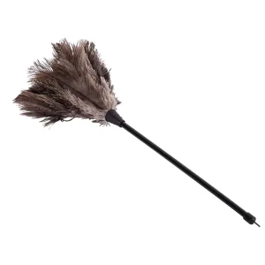 Eco-Friendly Reusable Handheld Grey Natural Color Ostrich Feather Duster for Cleaning Supplies Home Car Office