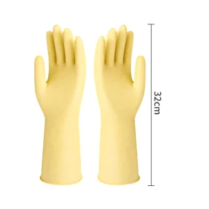 Eco Friendly Reusable Thick Waterproof Chemical Resistant Food Contact Grade Latex Gloves Kitchen Durable Protection Household