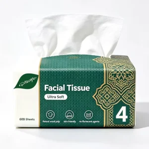 Eco Friendly Soft Pack Facial Cleaning Tissue 4 Ply 600 Sheet Paper Tissues for Face and Hand