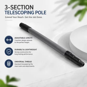Eco Friendly Spray Paint Telescopic Handle 3 Section Telescopic Metal Broom Stick for Household Cleaning