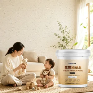 Eco-Friendly Straw Mud Wall Paint Breathable Mold-Proof Easy-Clean for Bedrooms and Lounges