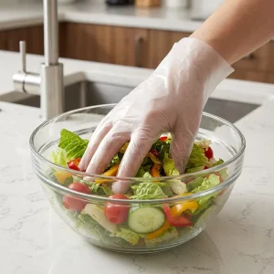 Eco-Friendly Waterproof Heat Resistant 60 cm Medium Thickness Powder-Free Transparent Disposable Gloves