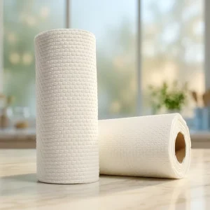 Eco friendly 1 Ply White Non Woven Fabric Dishcloths Disposable Kitchen Paper Towel Roll OEM Brand Made in China