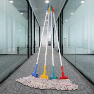 Eco friendly 4 color Natural White Yarn Mop Head With Aluminum Pole Tiger Clip Mop for Household Commercial Floor Cleaning
