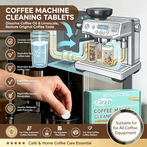 Eco friendly Cleaner Descaling and Oil Removal All in One Coffee Machine Maintenance Tablets