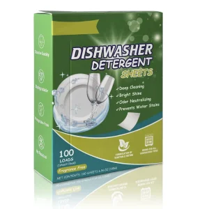 Eco friendly Disposable Solid Dishwashing Sheets & Strips Biodegradable Dishwasher Tablets with Lemon Scent