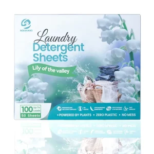 Eco-friendly Laundry Detergent Sheets Lily of the Valley Scent 100 Loads No Plastic Jug Concentrated Laundry Detergent Sheets