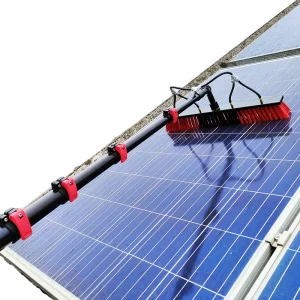 Eco friendly Metal Handheld Telescopic Pole Aluminum Handle Adjustable Brush Head Water Spray Inlet for Solar Panel Cleaning
