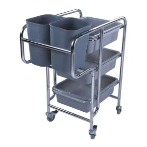 Eco-friendly Metal & Plastic 4-Wheel Restaurant Cleaning Service Cart YG08167