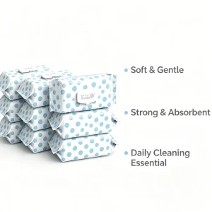 Eco friendly Packaging Alcohol free Comfort Soft Cleansing White Non woven 15*20cm 50gsm Daily Cleansing Baby Wet Wipes