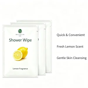 Eco-friendly Packaging Individual Wrap Lemon Scent White Non-woven 4*6in 23gsm Body Cleaning Shower Wet Wipes