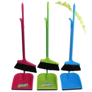Economic 30 Inch Plastic Broom and Dustpan Set with Soft Bristles Portable Design Plastic Handle 1 Dollar Item