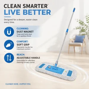 Efficient Dust Magnet Microfiber Flat Mop for Indoor Home Daily Floor Maintenance