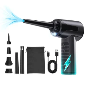 Electric Air Duster Rechargeable Cordless High-Speed Industrial Air Blower for Keyboard and PC