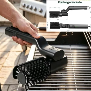 Electric BBQ Grill Brush, 2600 mAh, IPX7, 3-Speed, Cordless, Rechargeable, Adjustable Stainless Steel Scrubber