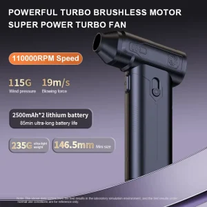 Electric Brushless Motor Air Duster 110000RPM Cordless Turbo Blower Dual Pressure for Computer Car Electronics