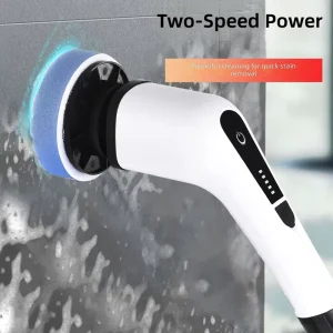 Electric Cleaning Brush with Multi-Functional Sponge Head, Long Handle, and Retractable Design for Bathrooms