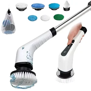 Electric Cleaning Brush with Replaceable Heads Eco Friendly Plastic Type C Charging 2 Speed for Bathroom and Kitchen